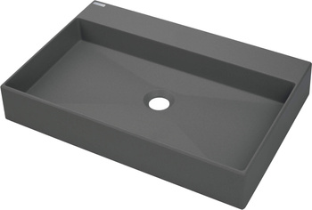 Umywalka granitowa nablatowa z miejscem na baterię - 60x40 cm antracyt metalik CQR TU6S