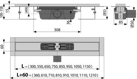 Odpływ podłogowy z obramowaniem do rusztu perforowanego