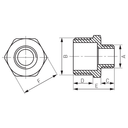 Nypel redukcyjny mosiężny 3-4" x 1-2" żółty