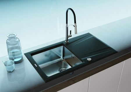 Zlewozmywak granitowo-stalowy 1-komorowy z ociekaczem grafit metalik, stal stal ZSR G113