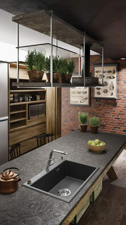 Zlewozmywak granitowy 1-komorowy szary metalik stal ZQE S103