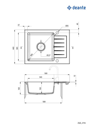 Zlewozmywak granitowy 1-komorowy z ociekaczem grafit metalik stal ZQZ G11A