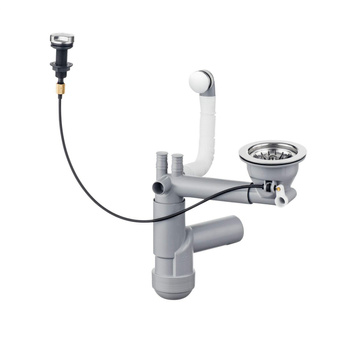 Syfon do zlewozmywaka granitowego 1-komorowego - Space-Saver stal ZXY 9915