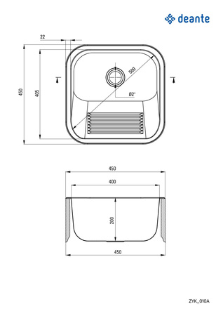 Zlewozmywak gospodarczy 1-komorowy - wpuszczany lub mocowany do ściany satyna stal ZYK 010A