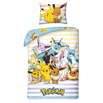 Pościel bawełniana dla dzieci 140x200 cm + 65x65 cm Pokemon Pikachu POK-322BL140