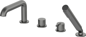 Bateria wannowa 4-otworowa z zestawem prysznicowym stała titanium Silia BQS D14M