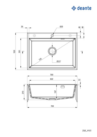 Zlewozmywak granitowy 1-komorowy szary metalik stal ZQE S103